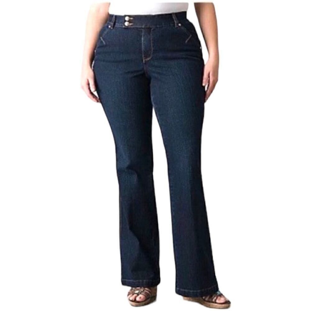 Lane Bryant Dark Wash Tighter Tummy Technology Stretch Flare Jeans Size 14